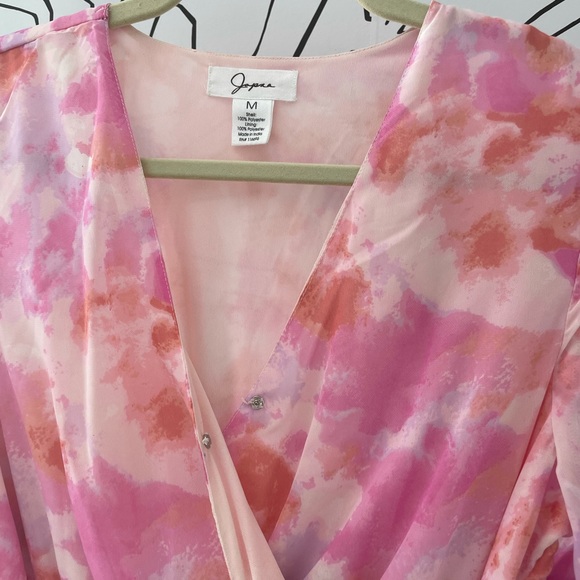 Japna Floral Pink Short Ruffle Mini Tiered Smock Waist Dress Misa , Size Medium - Picture 9 of 10